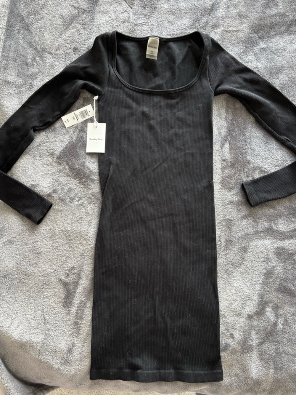 Wilfred Black Ribbed Long Sleeve Midi Dress